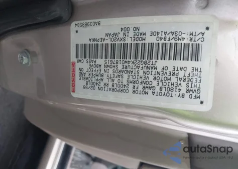 1998 Toyota Camry Le from USA, damaged, VIN JT2BG22K4W0187615